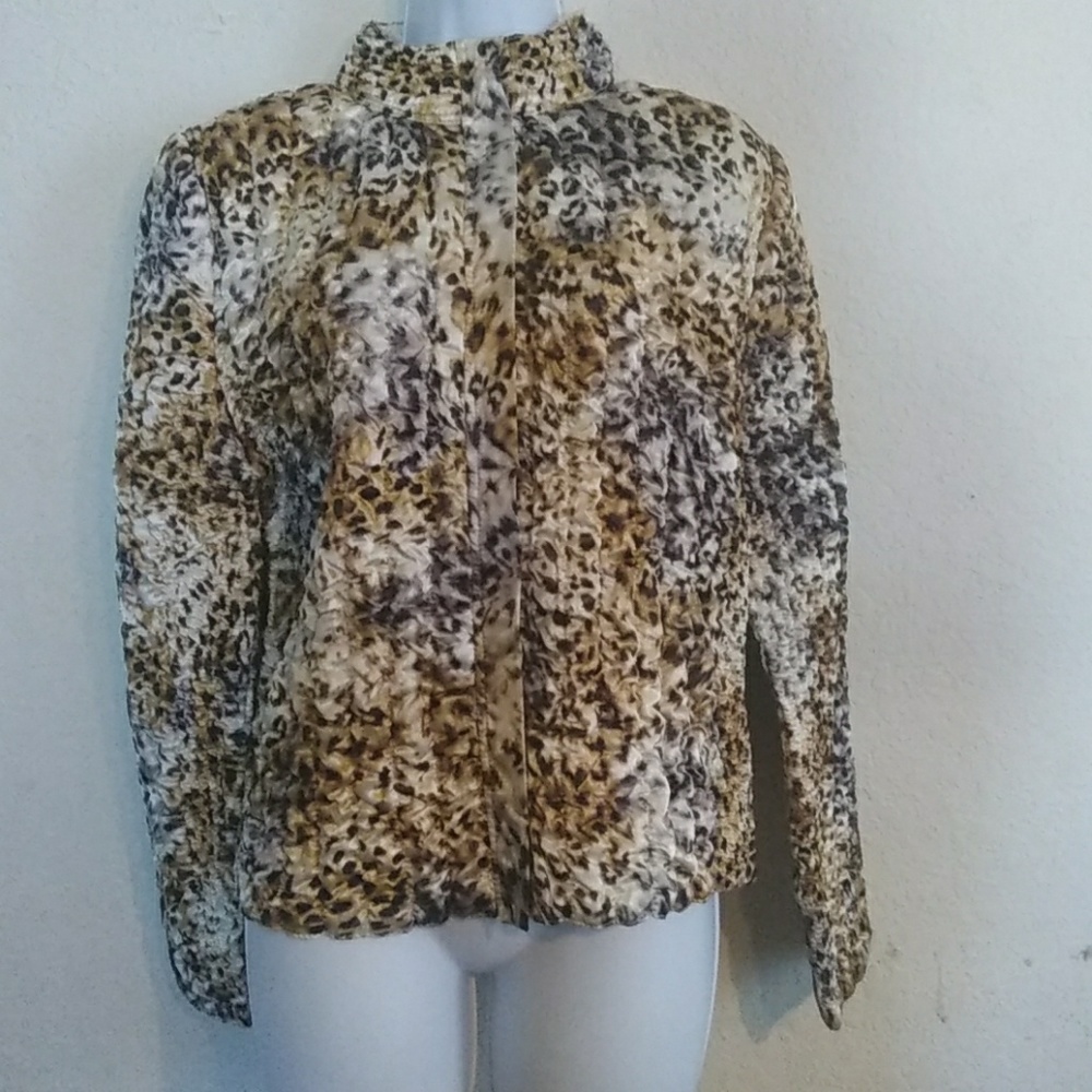Ruby Rd ruffled leopard blazer L